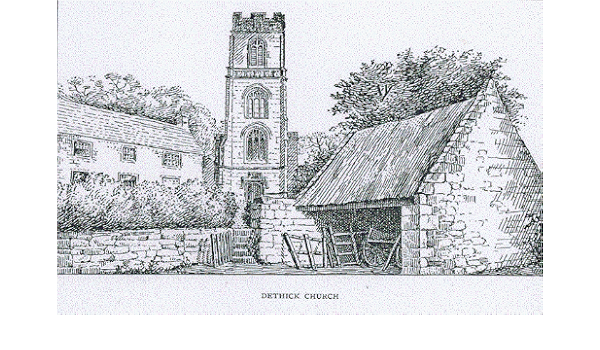 Derbyshire Dethick Iglesia pluma de dibujo 7,5 cm x 5 cm imán ...