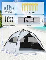 Glymnis Pop Up Beach Tent Large 4-6 Person Instant Sun Shelter UV 50+ view 2