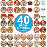 Crazy Cups Flavored Decaf Coffee Pods Variety Pack Compatible with Keurig K Cups Brewers, 40 Count, Assorted Decaffeinated Flavored Coffee Sampler(Pack of 1)