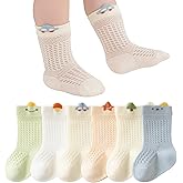 BEHELE Baby Toddler Socks Girl Boy Thin Mesh Crew Socks Newborn Infant Pointelle Eyelet Socks 6 Pairs