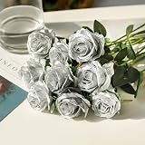 Tifuly 12 Pcs Long Stem Artificial Roses 50 cm Silk Floral Bouquet Black view 5