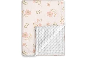 Gllquen Baby Spring Blanket 30 x 40 inches for Newborn Boys Girls - Super Soft Minky Blanket with Muslin Cotton Front and Dot