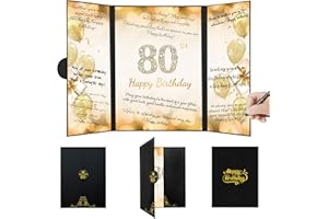Togvu 80th Birthday Party Decorations Black Gold, Creative 80th Birthday Guest Book, Alternative 80th Birthday Signature Book Poster for Men Women, Great 80th Birthday Gifts Signing Card Party Decor