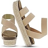 YOKI CHIARA-10 Strappy Womens Sandals With Espadrille Platform - Slip On Wedge Sandals For Women, Lightweight Comfortable Wedge Sandal