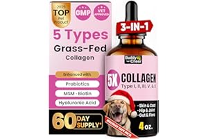 BUDDYCHEER Premium Collagen for Dogs & Cats – 5 Types of Grass-Fed Collagen (I, II, III, V & X), Fast Allergy & Itch Relief Dog Colágeno with MSM, Biotin & Hyaluronic Acid – Supports Healthy Skin & Joints –120ml