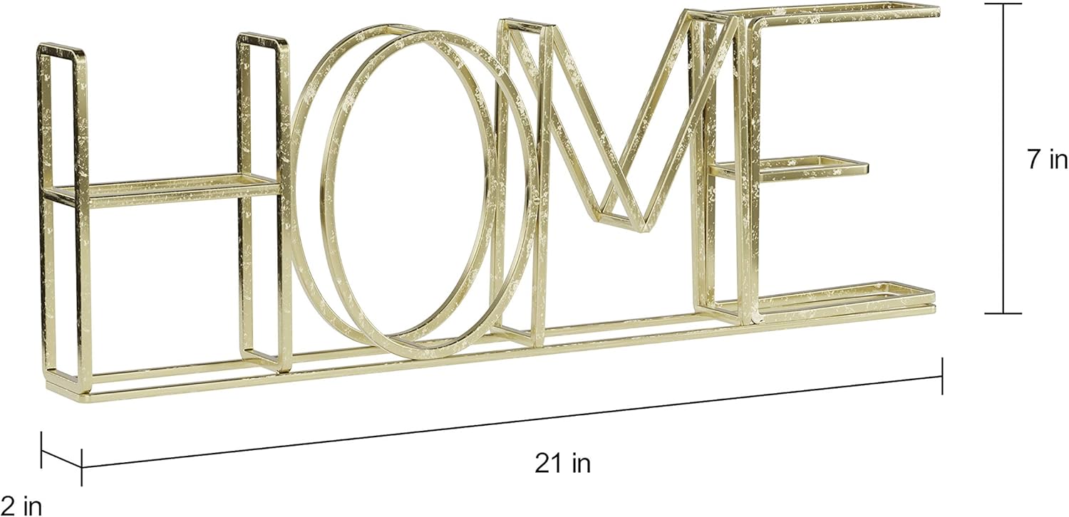 Lavish Home Cutout Free-Standing Table Top Sign-3D Home Word Art Accent Decor with Gold Metallic Finish-Modern, Classic, or Farmhouse Style: Home & Kitchen
