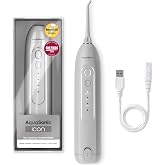 AquaSonic Icon Water Flosser for Teeth &ndash; Cordless Rechargeable Oral Irrigator &ndash; Waterproof, Portable Dental Cleaning with Jet Tip &ndash; Braces Home Travel - Stone