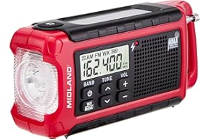 Midland ER210 NOAA Emergency Weather Radio - Compact, Crank, Weather Alerts, AM/FM Radio, Multiple Power Sources, SOS Emergency Flashlight