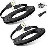 Basesailor Micro USB Power Cable 30FT 2Pack,9M Flat Micro USB Charging Power Cord,Charger for Wyze Cam Pan V4,Yi Cam,Nest Cam