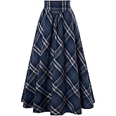 Scarlet Darkness Victorian Skirts for Women Plaid Maxi High Waist Long Skirt