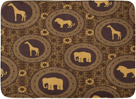 Amazon Com Emvency Bath Mat Lion Brown Elephant African Stile