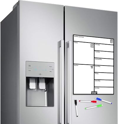 Fridge Magic Magnetic Whiteboard 42x30 cm Weekly Meal Planner Calendar Set