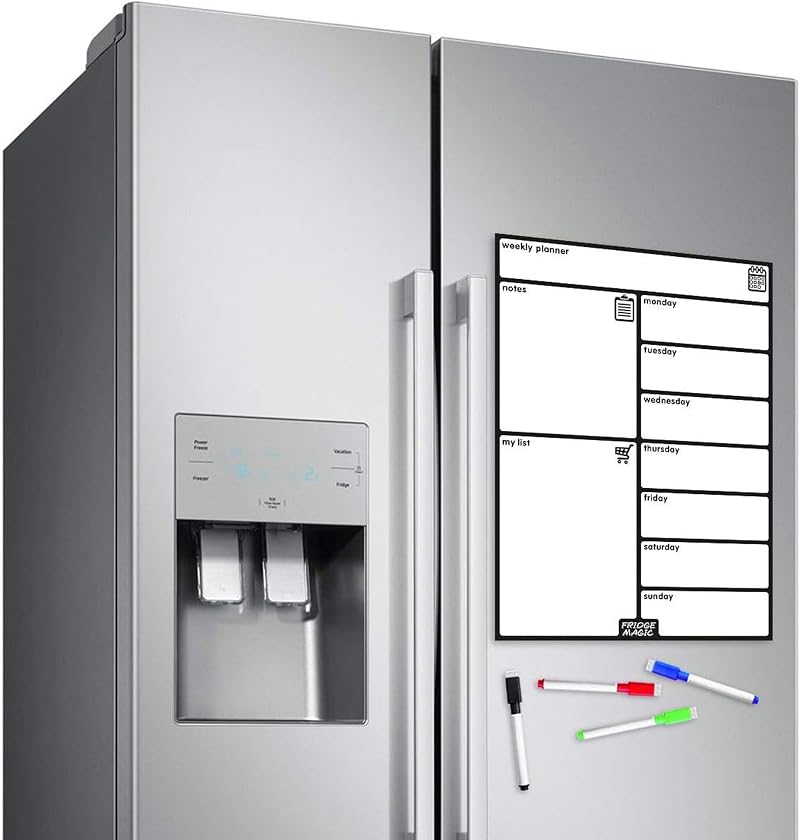 Fridge Magic Magnetic Whiteboard 42x30 cm Weekly Meal Planner Calendar Set