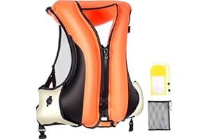 DSKAOO Snorkel Vest for Adults/Teens, Inflatable Snorkeling Vest for Men & Women(66-220lb), Portable Buoyancy Jacket for Paddle Board, Floating, Kayaking, Boating, with Mesh Bag & Waterproof Phone Pouch