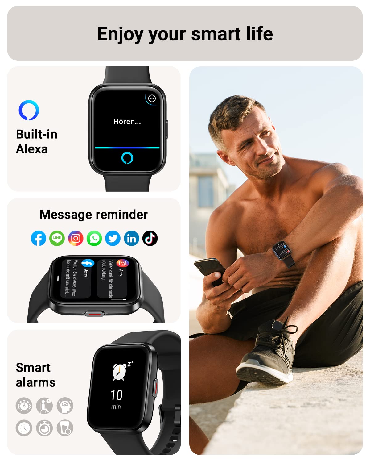 Smart Watch for Men Android & iPhone, Alexa Built-in, 1.8