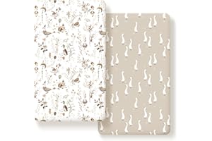 GRSSDER Ultra Soft Jersey Knit Fitted Crib Sheets Set 2 Pack, Stretchy Crib Mattress Sheets with Deep Pocket, Universal Fit All Standard Crib Pads Safe and Snug, Crib Fitted Sheet for Baby, Happy Duck