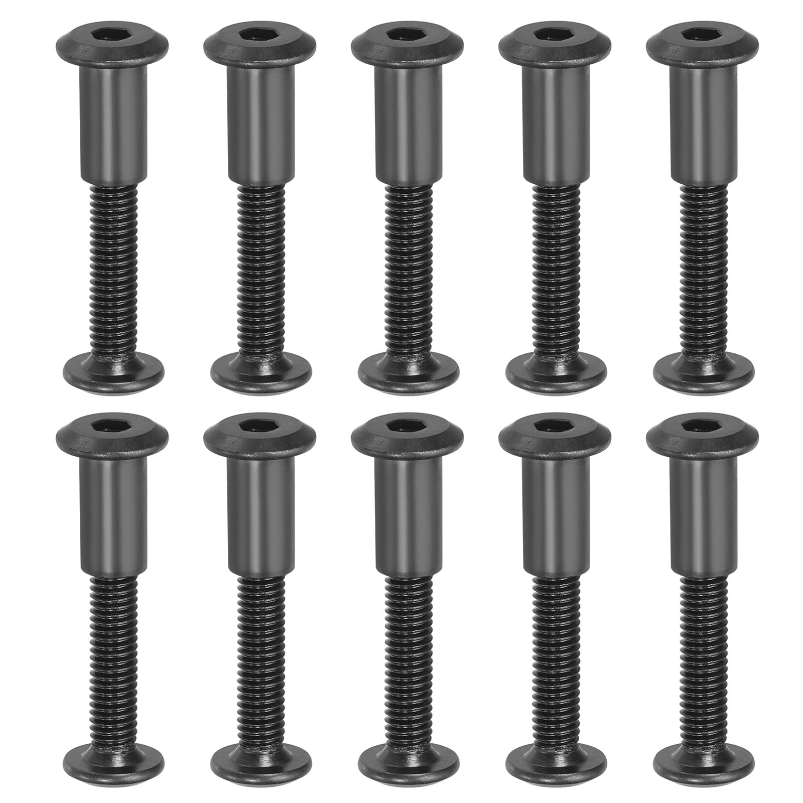 PATIKIL M6 x 30 mm Hex Chicago Screws, 20 Set Binding Screw Posts Connecting Hex Drive Socket Cap Bolt Nuts for Scrapbook Leather Belt Album Photo Furniture Repair, Black