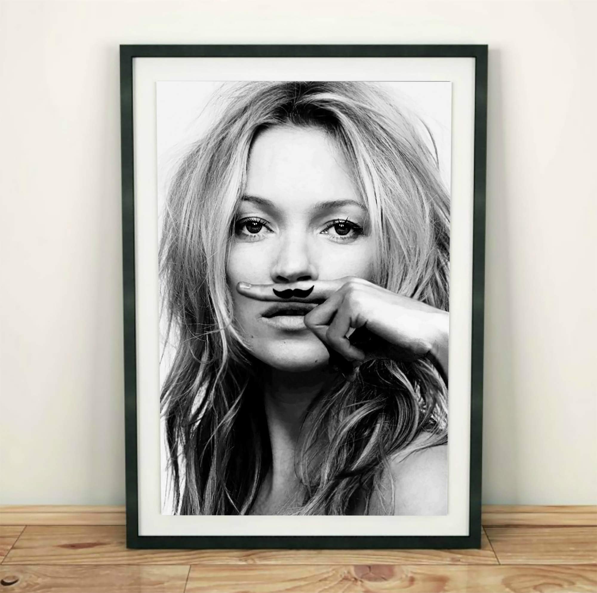 DAN Kate Moss Poster Kate Moss Print Fashion Print Life is Joke Print Fashion Poster Fashion Wall Art Kate Moss Photo Kate Moss Moustache (11'x14'(27.9x35.6cm))