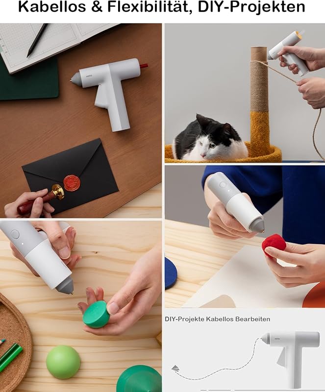 Heißklebepistole Akku, 30s Schnell Aufheizen Klebepistole, USB-C