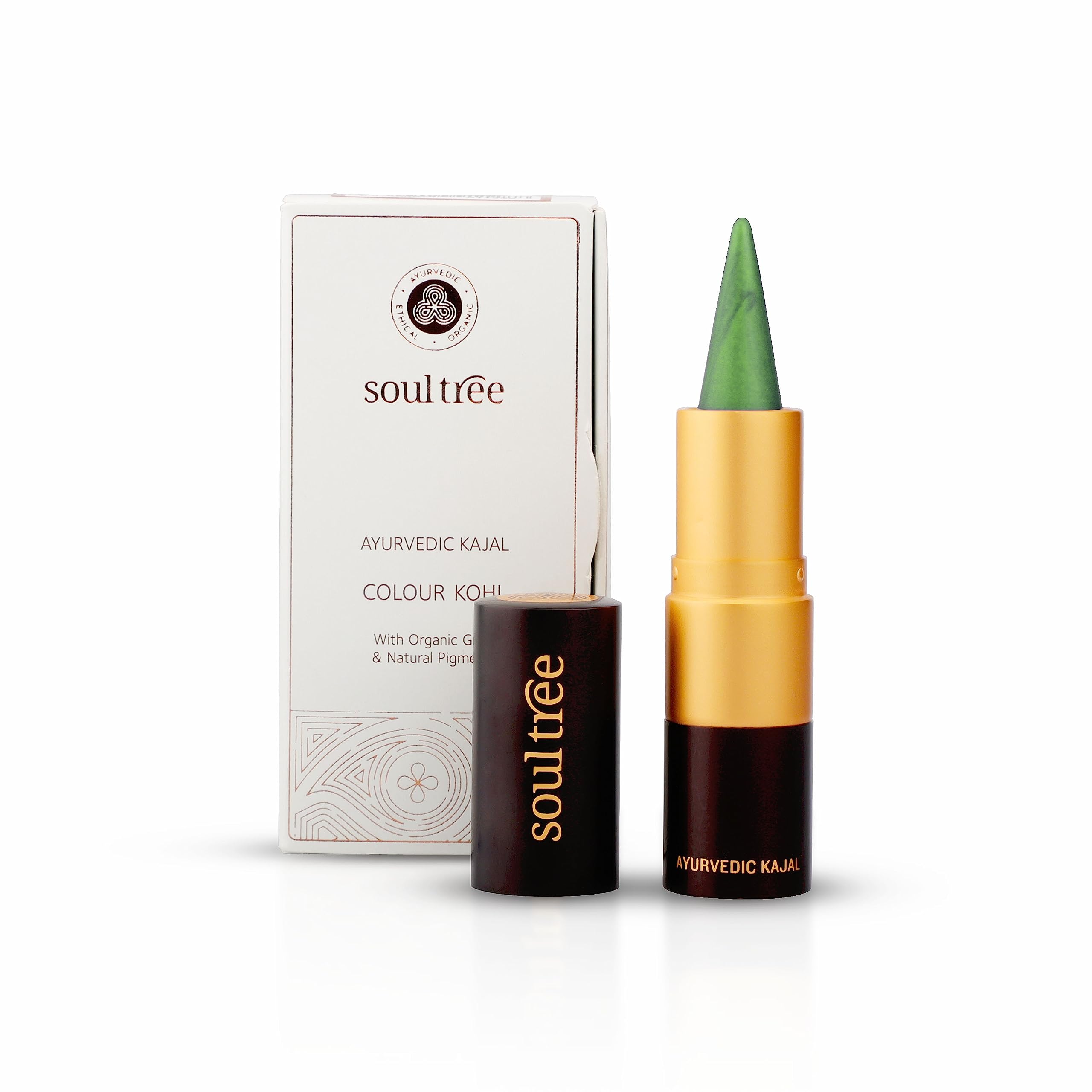 SoulTree Ayurvedic Kajal, 001 Fern Green Colour, 3 gm