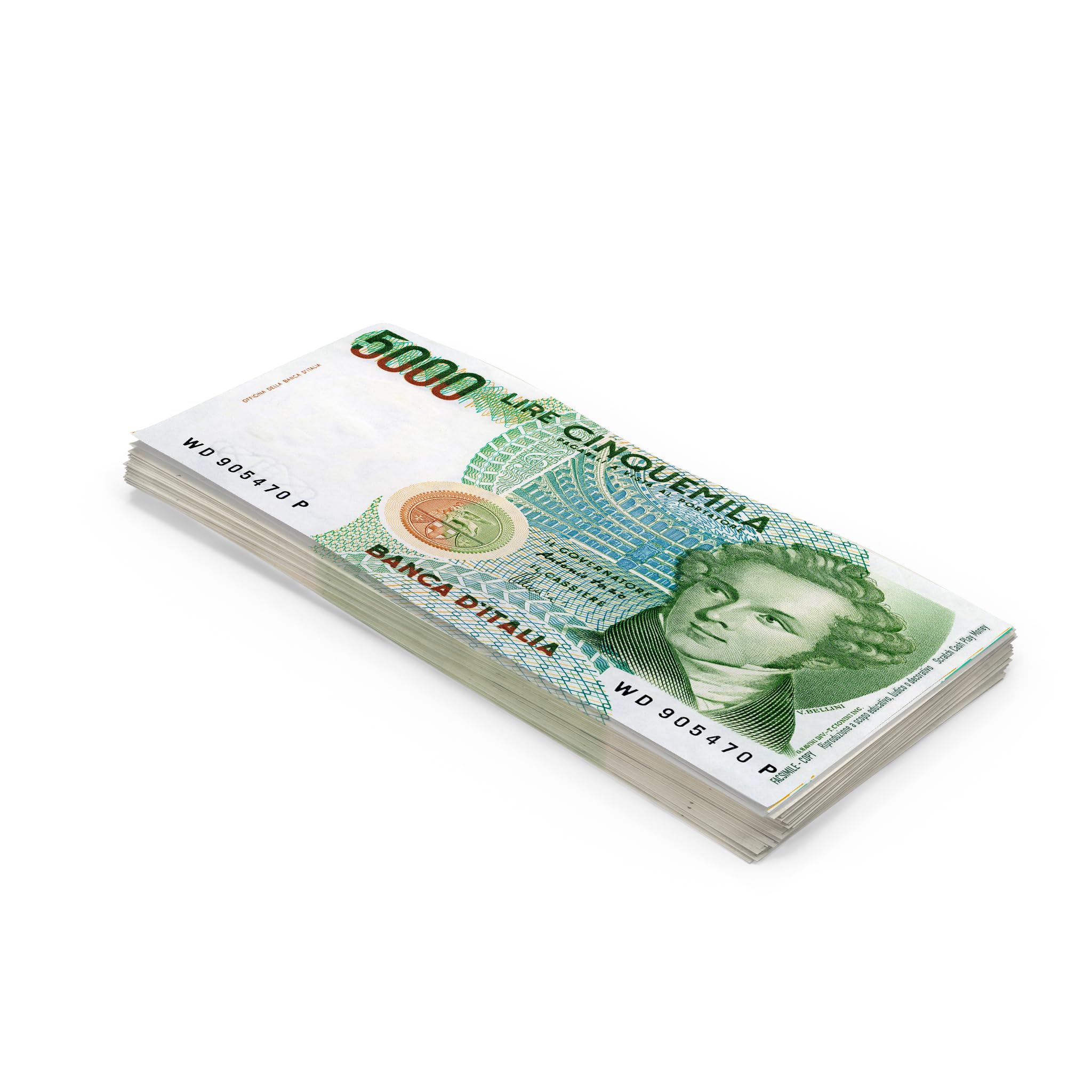 Scratch Cash 100 x ₤ 5.000 Lira Play Money (Real Size)