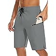 MIVEI 22" Men's Board Shorts Swimwear No Mesh Lining - Long Swim Trunks Surf Shorts Bathing Suit with Zipper Pocket UPF50+
