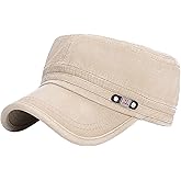 YeeHeen Unisex Cadet Army Cap Adjustable Flat Top Cap Washed Cotton Military Hat Baseball Cap
