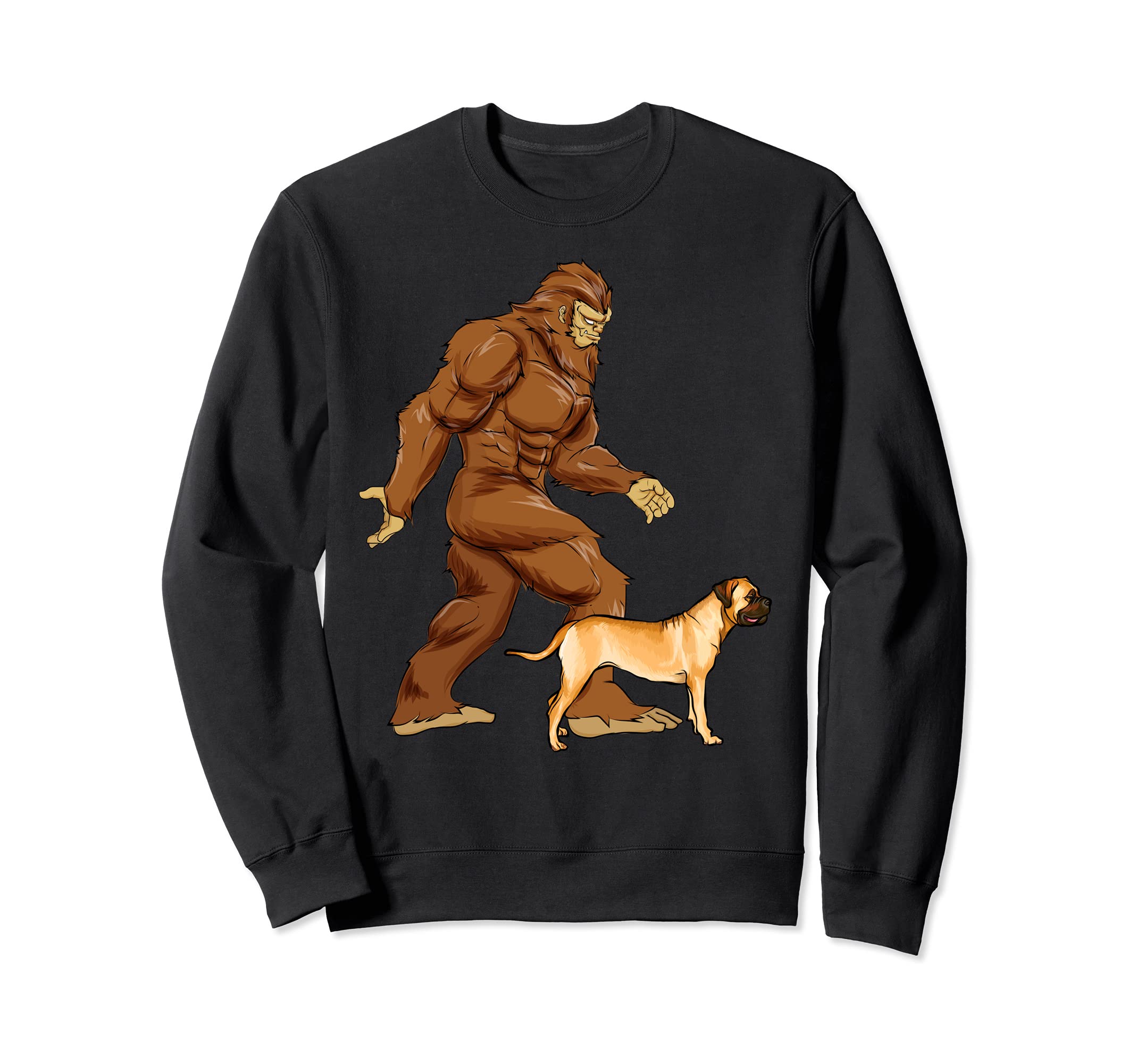 Funny Bigfoot Walking Bullmastiff Sasquatch Dog Sweatshirt