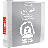 BAZIC 2" White Slant-D Ring View Binder w/ 2-Pockets
