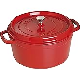 STAUB La Cocotte 7-Quart Cast Iron Round Cocotte, 6.75 L, Made in France, Cherry