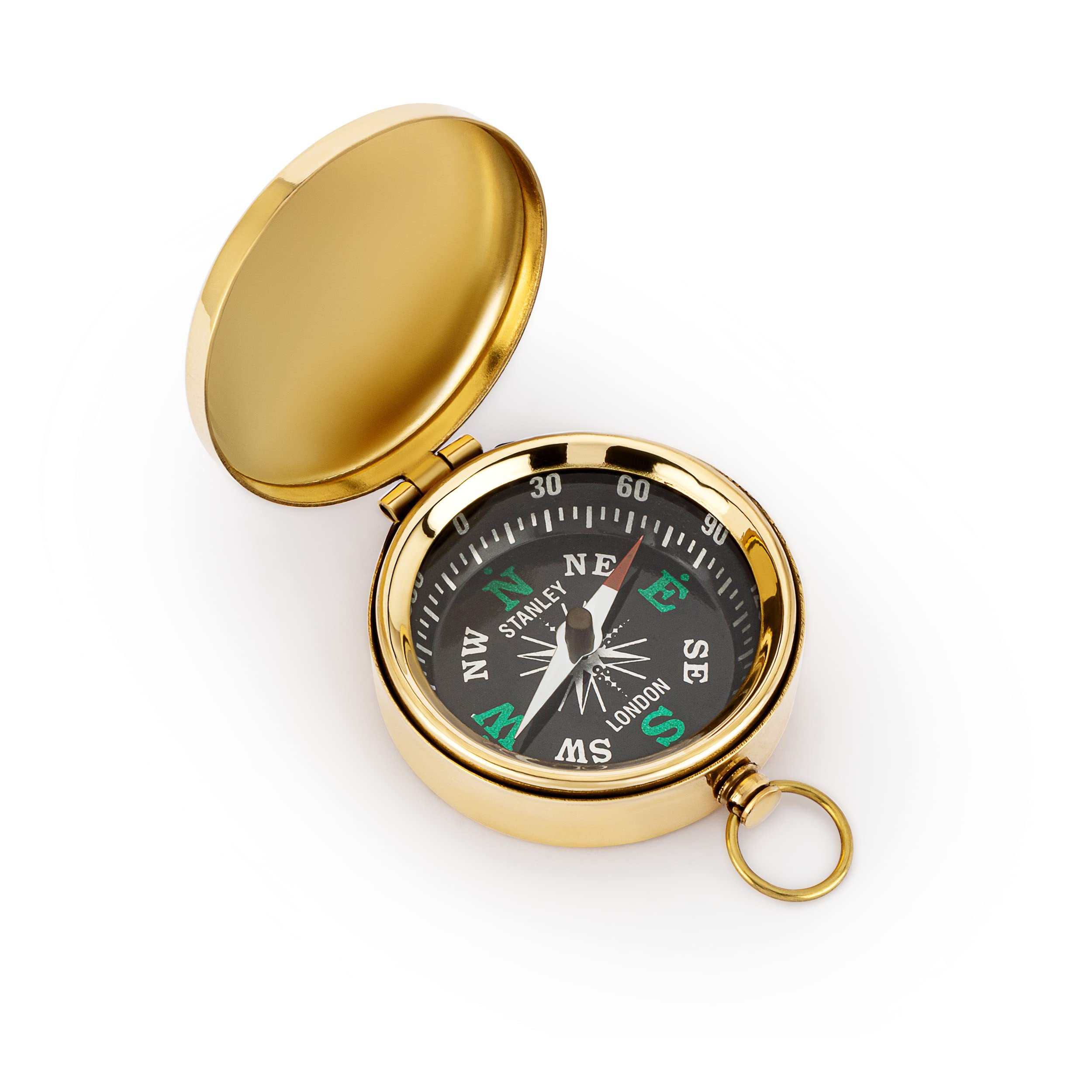 NKlaus Maritime Compass 4.5 cm with Lid and Ring Made of Brass Gold Pocket Compass 11654