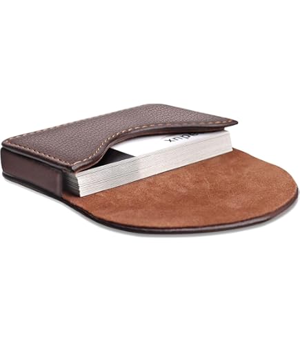 PATIKIL PU Leather Business Card Holder - 2 Pack Tan Color Magnetic Closure Card Wallets