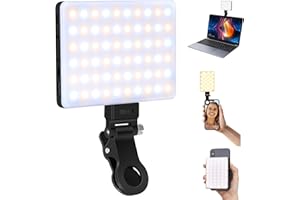 Bonvvie Rechargeable LED Selfie Light with Front/Back Phone Clip, Phone Light for iPhone Android iPad Tablet Laptop, Bi-Color Photography Camera Lighting for Makeup TikTok Selfie Vlog Video Conference