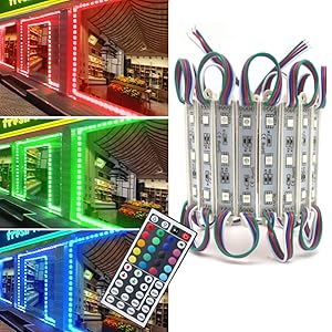 Storefront Lights, Pomelotree 2 Pack 3 Led 40PCS 5050 Super Bright LED Module Lights Waterproof Decorative Light with Tape Adhesive for Store Window Lighting and Advertising Signs