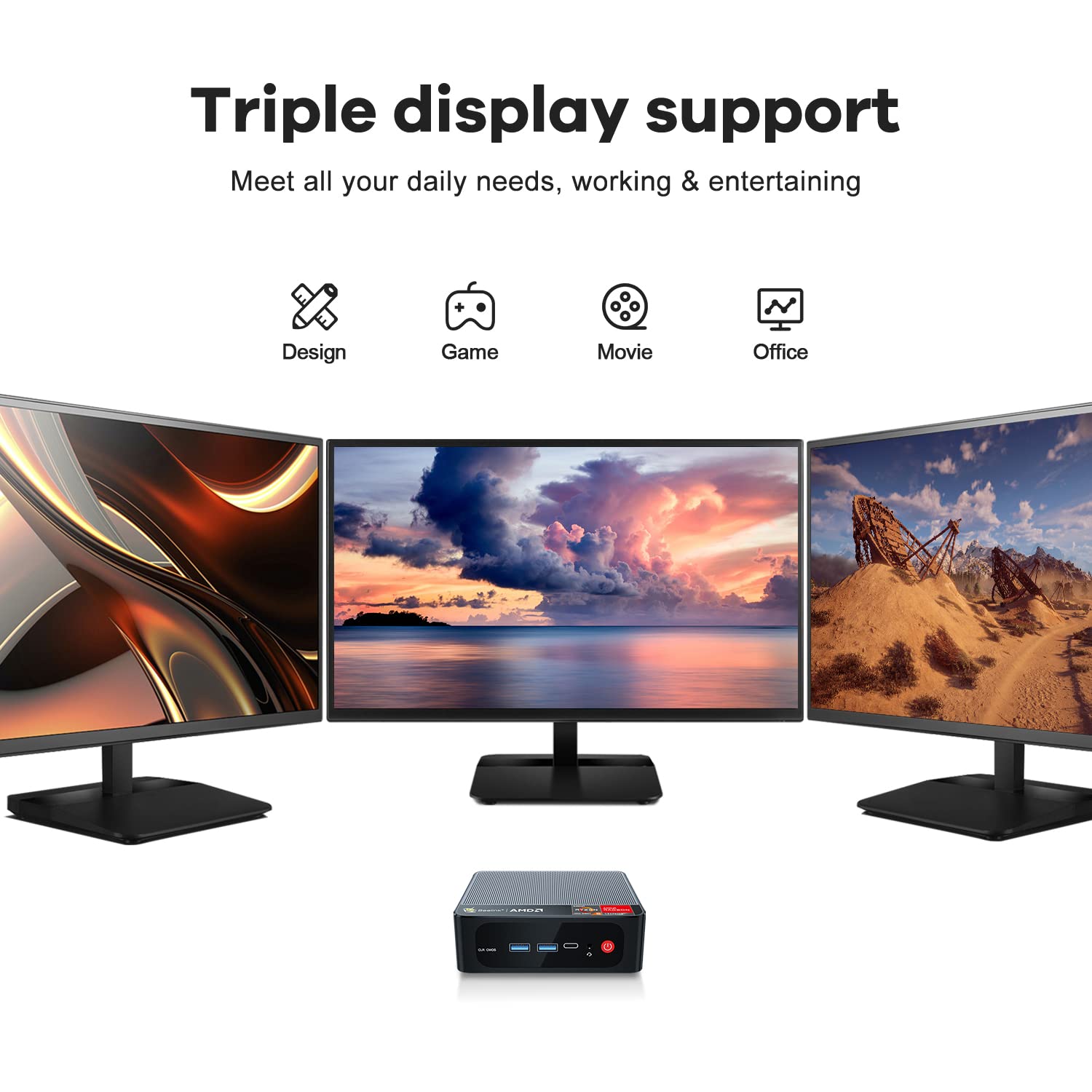Beelink SER5 AMD Mini PC, Ryzen 5 5500U (Up to 4.0 GHz) 6 Cores Mini Computer, 16GB RAM +500GB SSD Micro Desktop, Small PC 4K Triple Displays, WiFi 6+BT5.2, USB3.2 Gen 2, for Home, Office