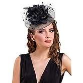 Focupaja Fascinators Hats Women Pillbox Hat Feathers Derby Headband Wedding Headwear Tea Party Hair Clip 20s 50s Top Hat