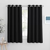 PONY DANCE Blackout Eyelet Curtains 2 Panels 46 x 60 Inch Drop Dark