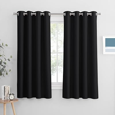 PONY DANCE Blackout Eyelet Curtains 2 Panels 46 x 60 Inch Drop Dark