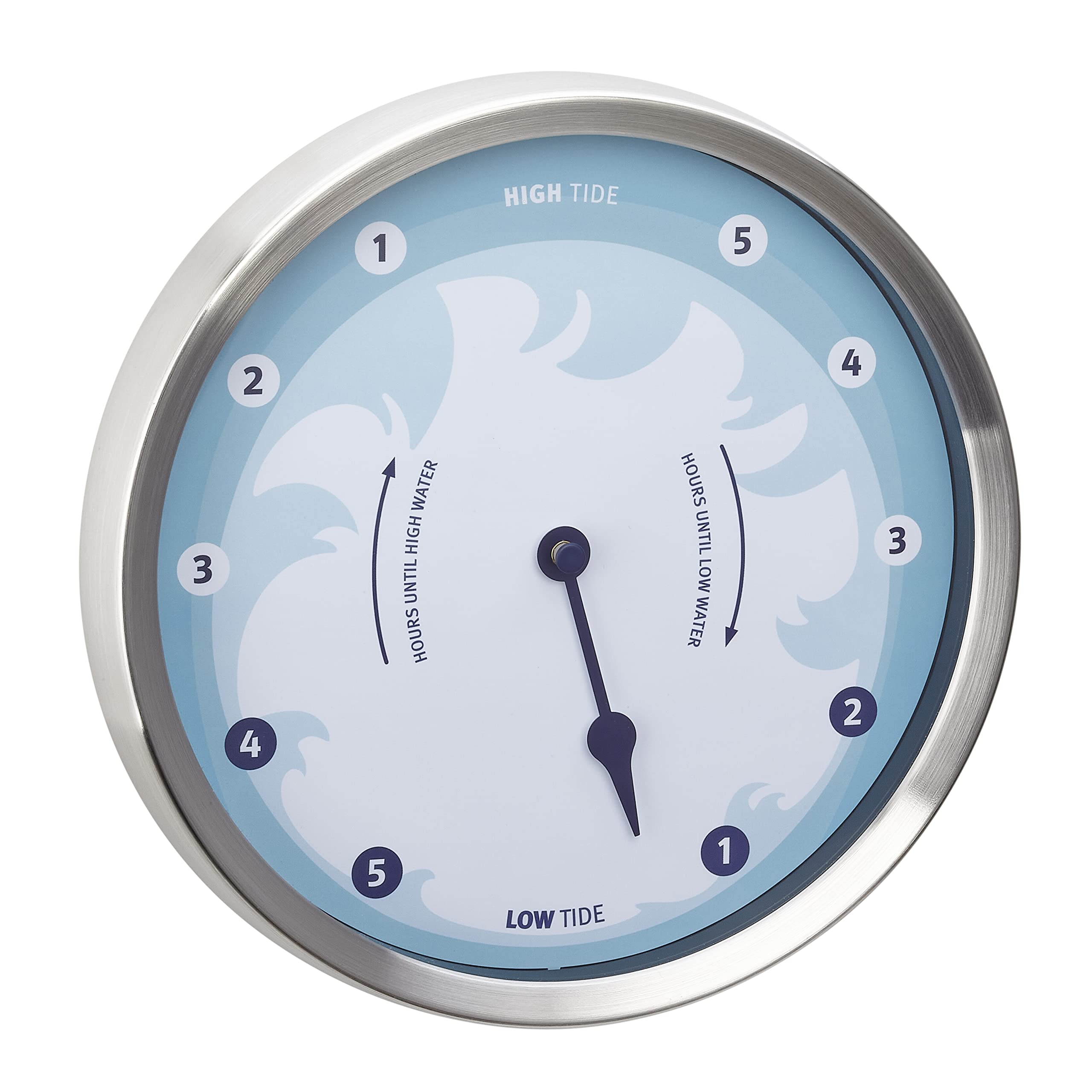 TFA Dostmann 60.3029.06 Tide Tide Clock with Stainless Steel Frame, Blue Tide Tide Clock, 22 cm