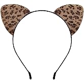 Snwquik Leopard Ears Headband,Furry Cheetah Ears Cat Ear Costumes,Halloween Costume Accessories for Cosplay Party