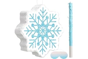 Harrycle Winter Piñata Christmas Piñata Wonderland Themed Piñata with Blindfold Bat for Christmas Princess Winter Theme Birthday Party Supplies Decorations(Blue,Snowflake)