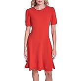 DKNY Womens Button Short Sleeve Fit and Flare Dress