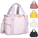 NOL Natural Organic Lifestyle Women's Nylon Lunch Cooler Cute Quilted Lunch Bag Large Leakproof Insulated Lunch Tote Bag for Work Picnic Travel,Pink