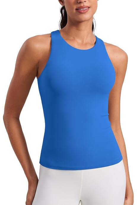 high neck tank top with built in bra