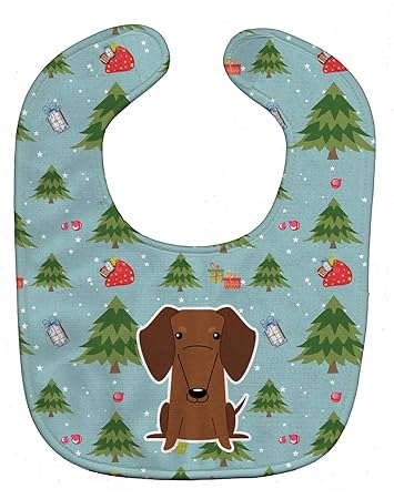 Amazon Com Caroline S Treasures Christmas Baby Bib Dachshund Red