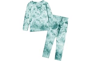 Jimonda Kids Soft Rayon From Bamboo Sleepwear Long Sleeve Boys Girls Pajama Outdoor 2-Piece tops&pant Casual sets Tie Dye PJ
