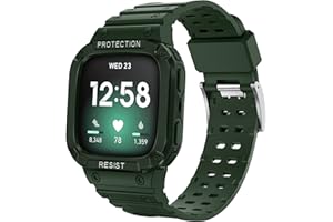 NAHAI Compatible with Fitbit Sense Bands with Case Bumper, TPU Sports Band with Protection Shockproof Case for Fitbit Versa 3/2/1/Lite, Men Women