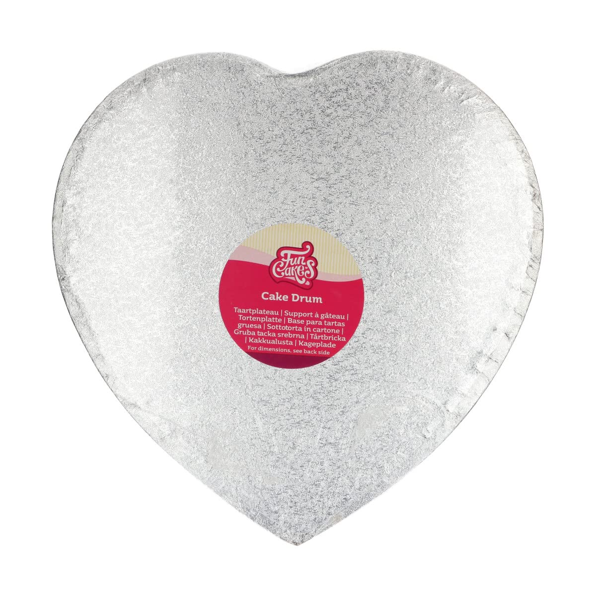 FunCakes Cake Drum Heart 33 cm - Silver: Heart Shaped Cake Drum, Use for Wedding or Tiered Cake, Ideal Quality, Luxurious Appearance, 1-Piece