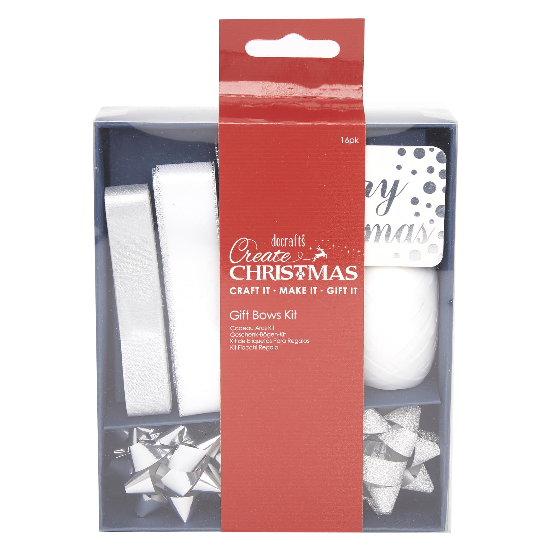 Create Christmas Gift Bows Kit Silver & White, Embellish Gift Wrapping With A Bow, Ribbon, And Curling Ribbon, Finish Off With A Bow For Your Hamper Box with Cellophane or Wicker Basket Gift