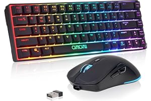 CHONCHOW 60% Wireless Gaming Keyboard and Mouse Combo, RGB Backlit Rechargeable LED Light Up Keyboards,Wireless Gaming Mouse and Keyboard for Xbox PS4 PS5 PC Laptop -Black